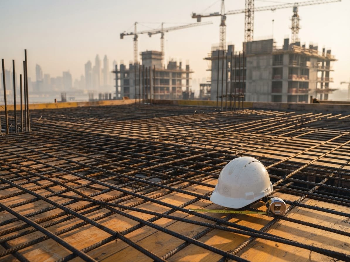 Reinforcement and formwork inspection on a Dubai G+1 construction project